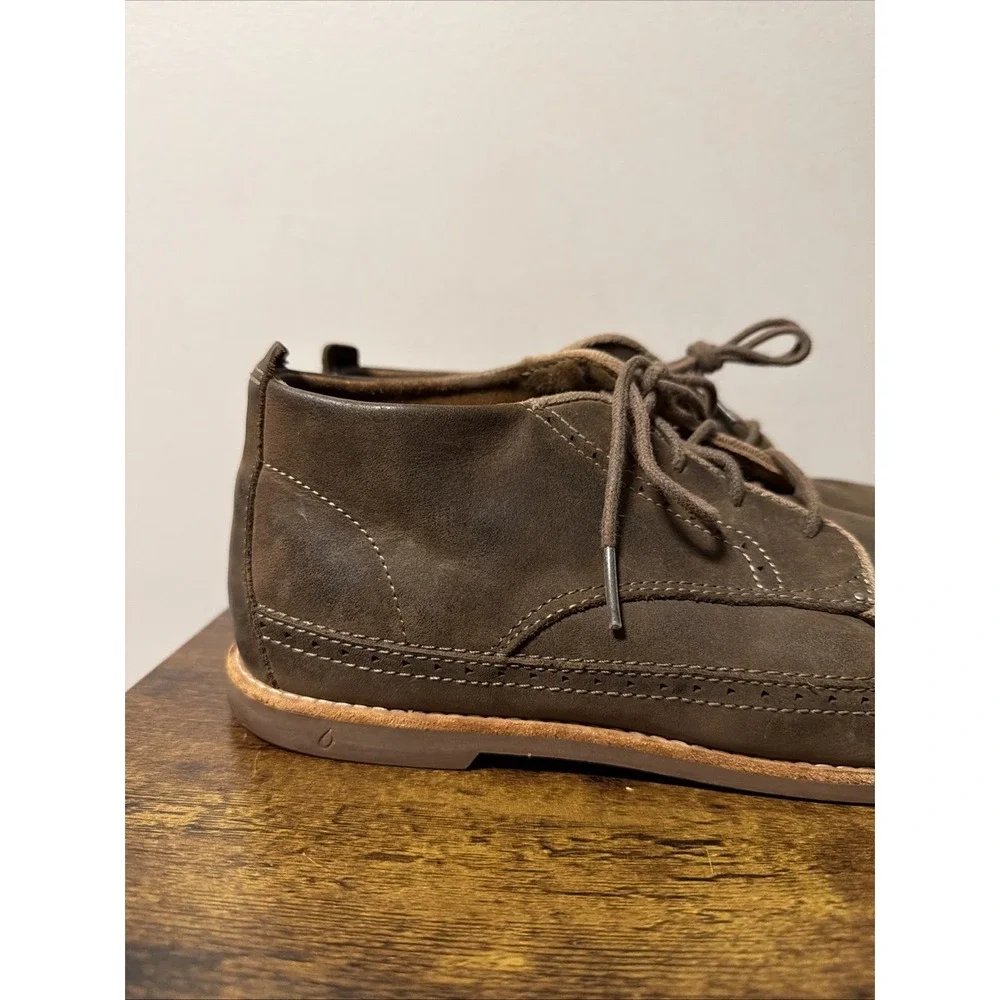 OluKai Men's Honolulu Boot Dark Brown Leather Lace Up Chukka Boots US 9, EUR 42